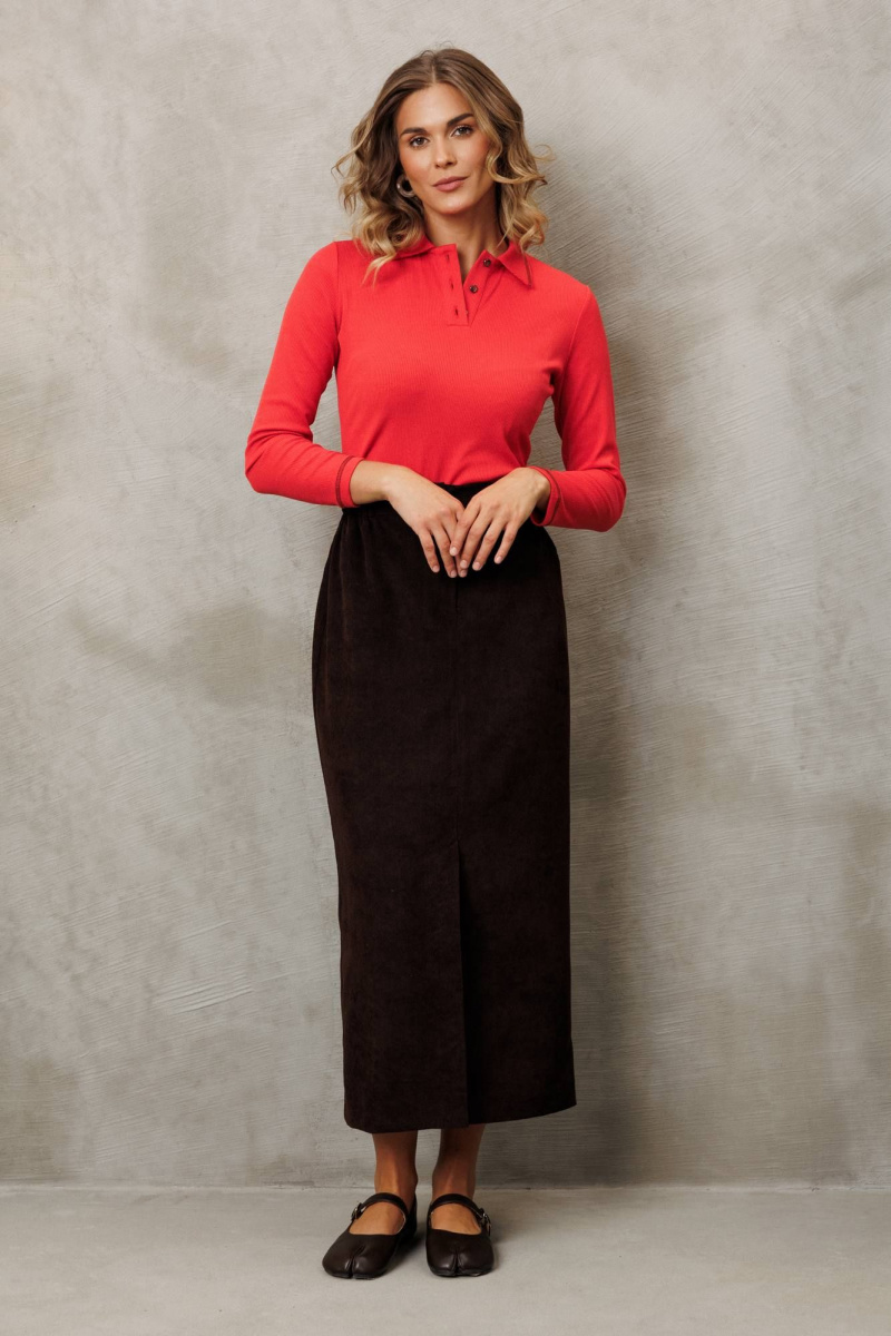 Юбочный комплект Gizart 5425 шоколадный,  морковный