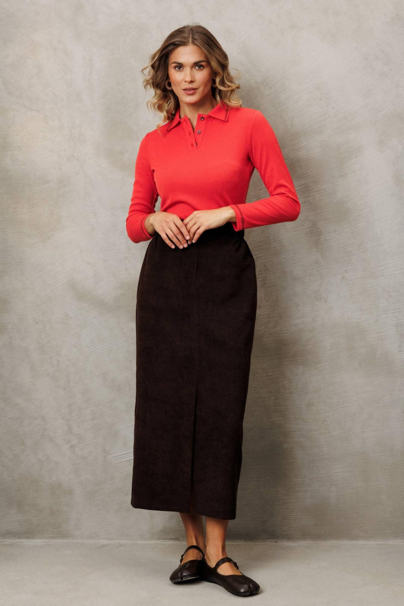 Юбочный комплект Gizart 5425 шоколадный,  морковный