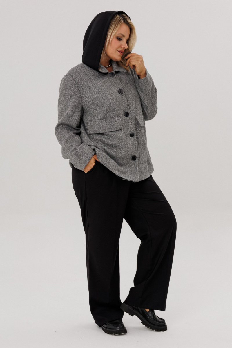Брючный костюм OVERYOU М224 серо-черный