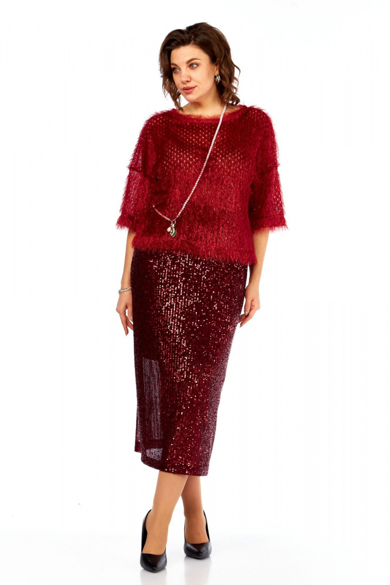 Юбочный комплект Ольга Стиль Л-413 темно-красный