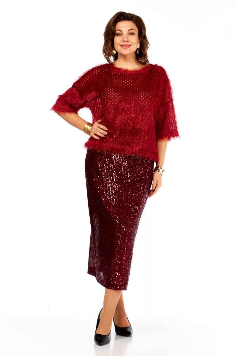 Юбочный комплект Ольга Стиль Л-413 темно-красный