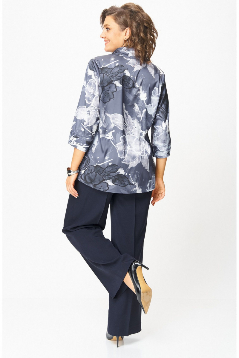 Брючный комплект БелЭльСтиль 877-3_26_22+601-2_88_22 синий принт+синий