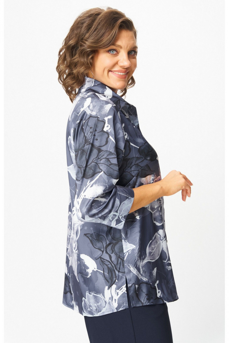 Брючный комплект БелЭльСтиль 877-3_26_22+601-2_88_22 синий принт+синий