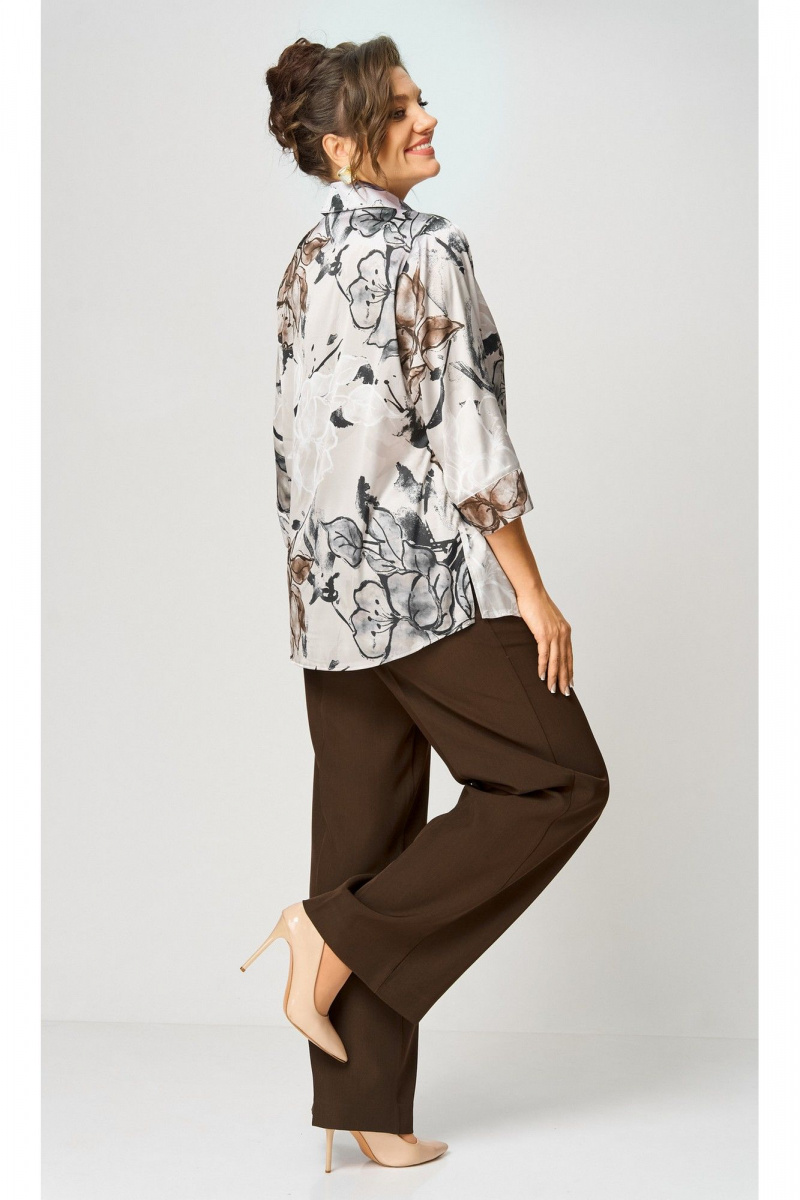 Брючный комплект БелЭльСтиль 877-3_26_22+601-2_88_22 бежево-коричневый