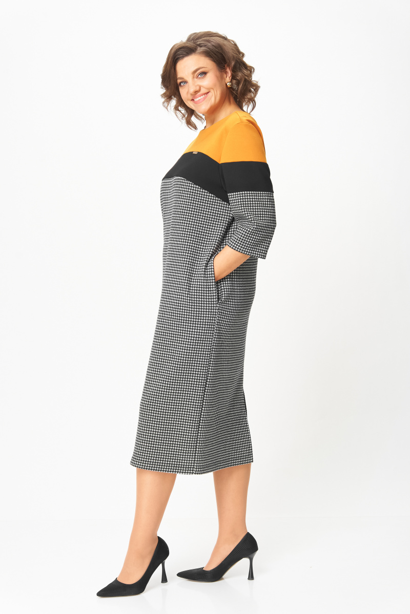 Платья Michel chic 2188 гусиная лапка,горчица