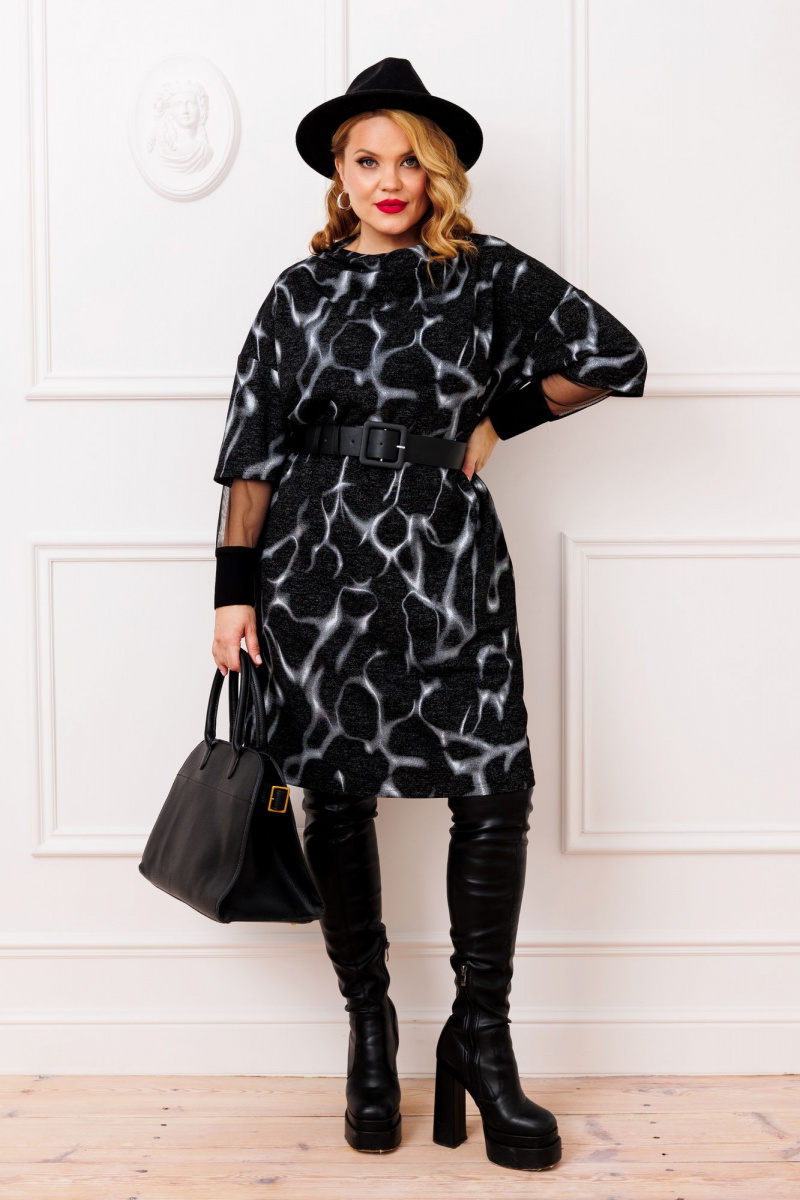 Платья AGATTI 5814-1 черный_с_серым