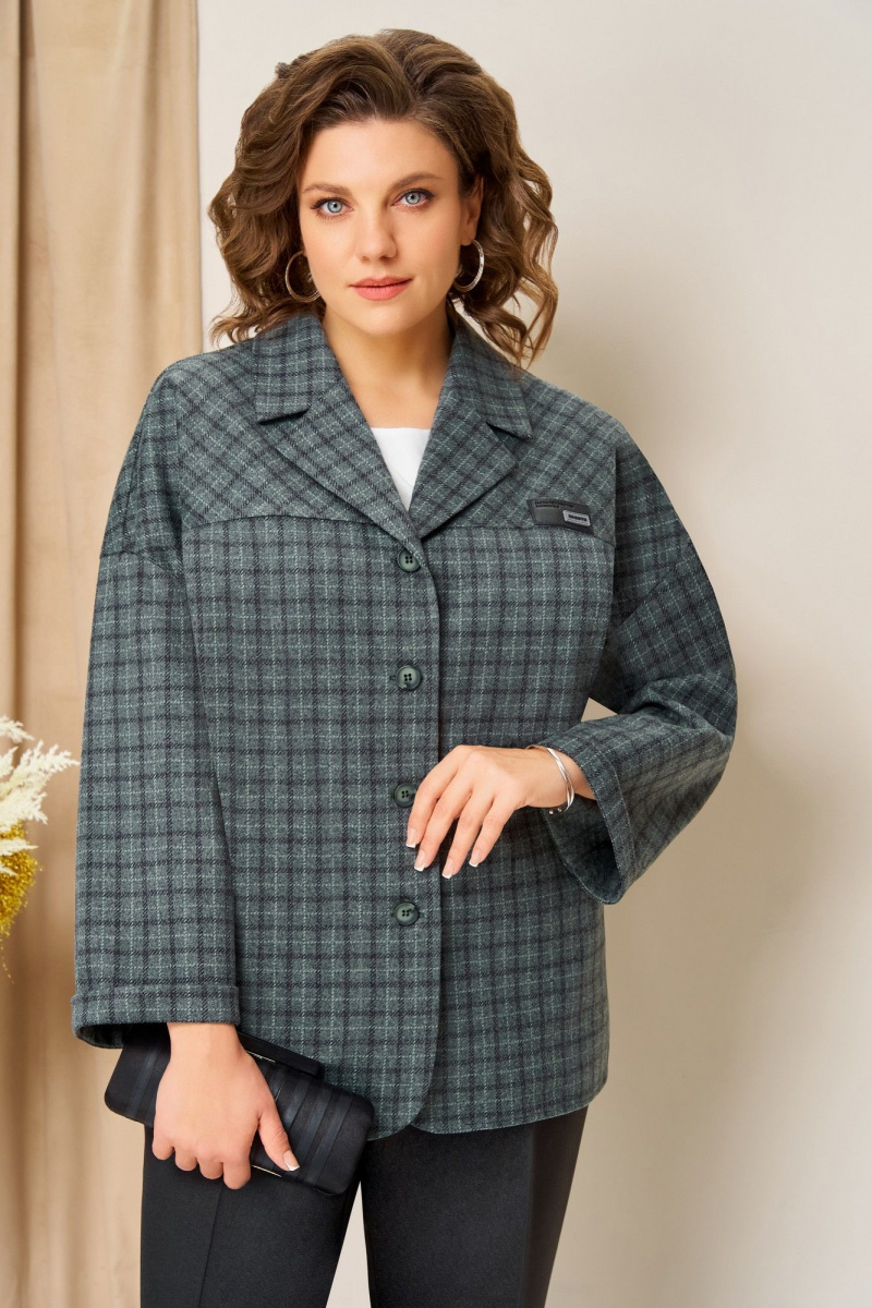 Брючный костюм VOLNA 1436 мятно-графитовый