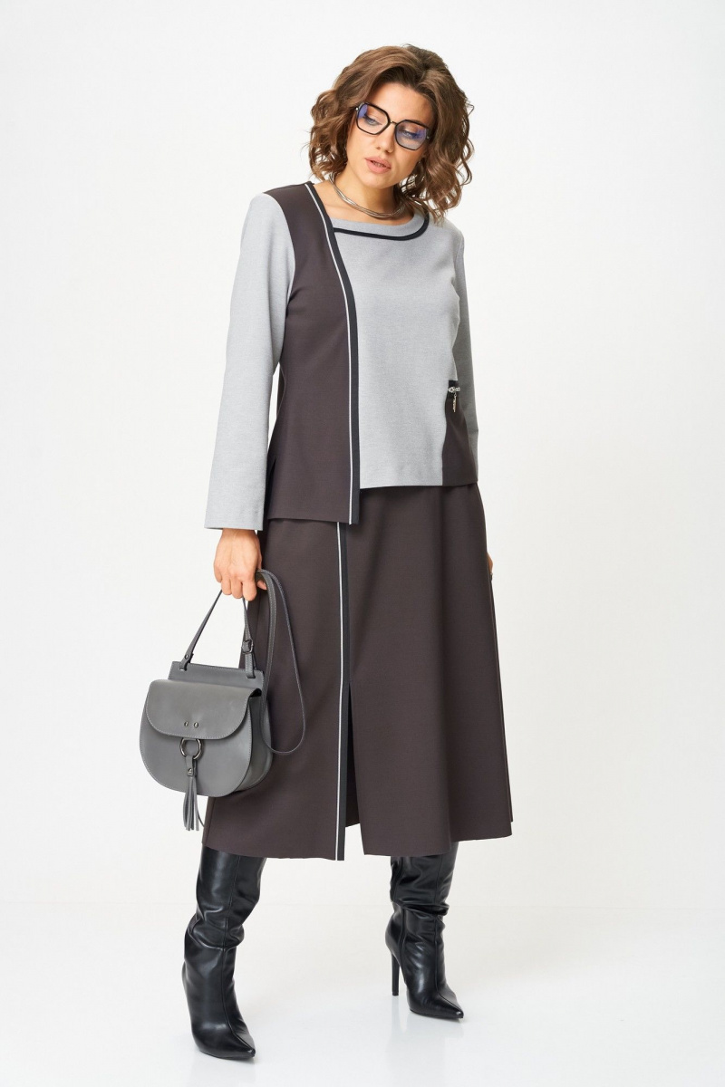 Юбочный комплект Aira Style 24132 серо-коричневый