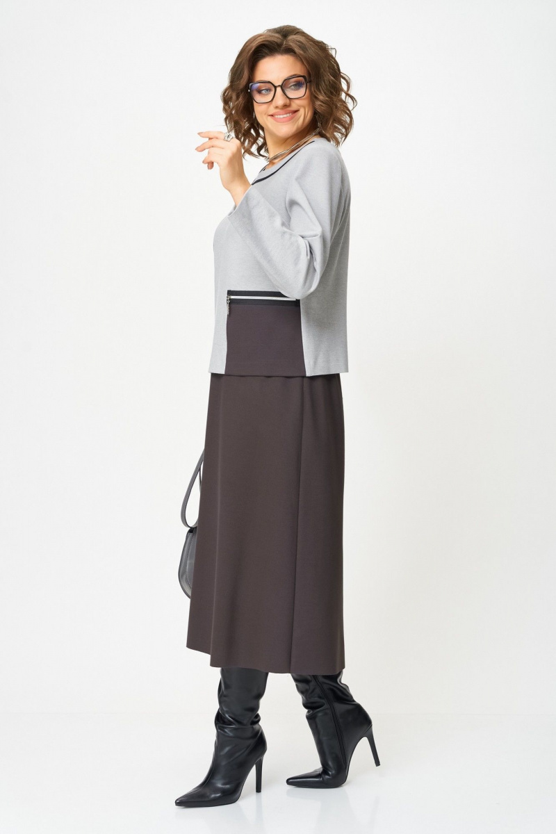 Юбочный комплект Aira Style 24132 серо-коричневый