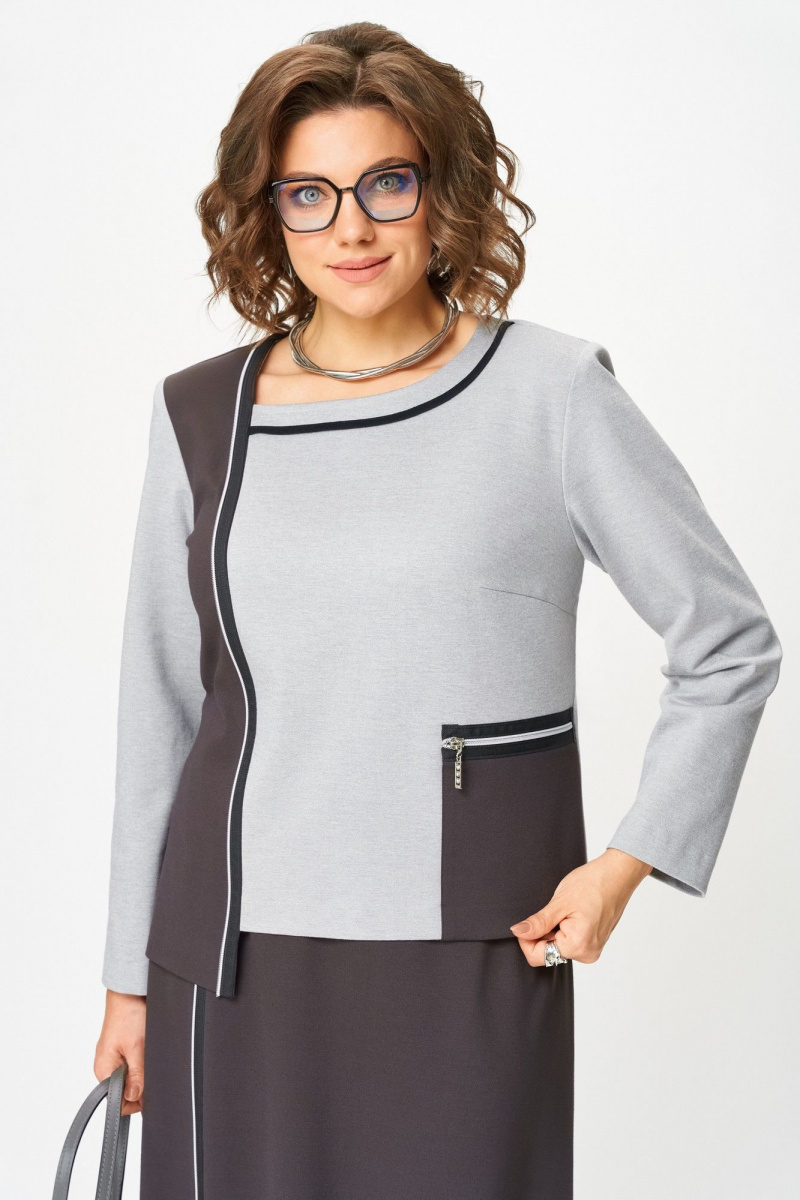 Юбочный комплект Aira Style 24132 серо-коричневый