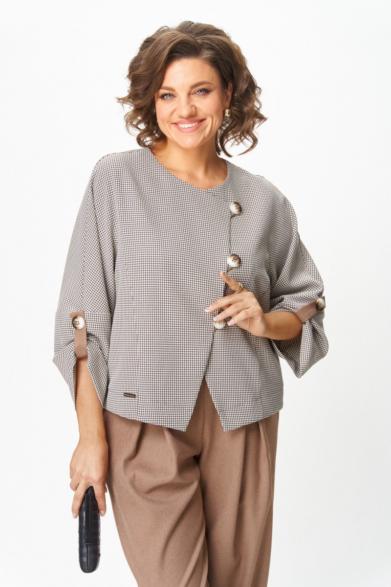 Брючный костюм Michel chic 1436/1 бежевый_клетка