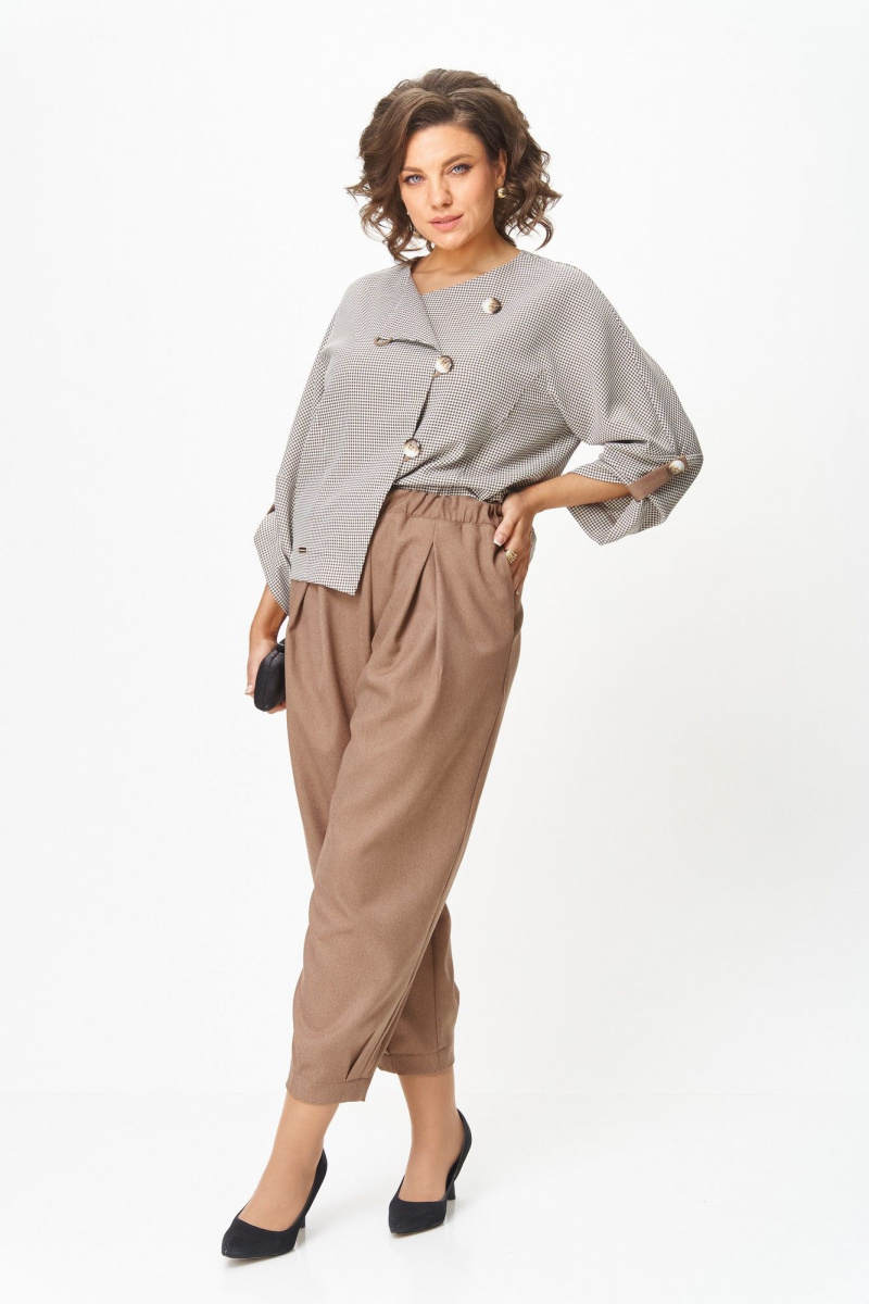 Брючный костюм Michel chic 1436/1 бежевый_клетка