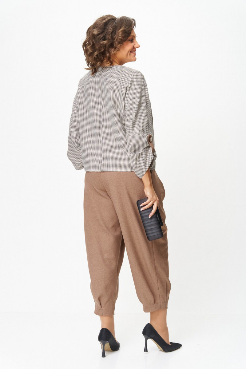 Брючный костюм Michel chic 1436/1 бежевый_клетка