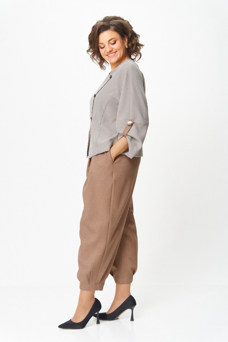 Брючный костюм Michel chic 1436/1 бежевый_клетка