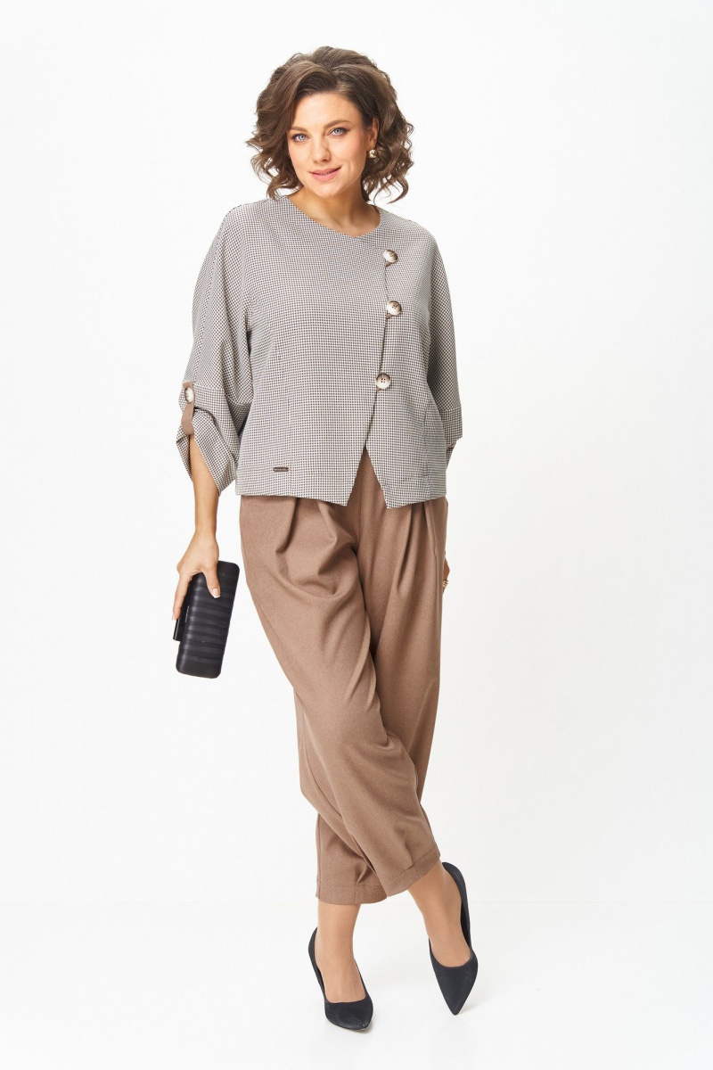 Брючный костюм Michel chic 1436/1 бежевый_клетка