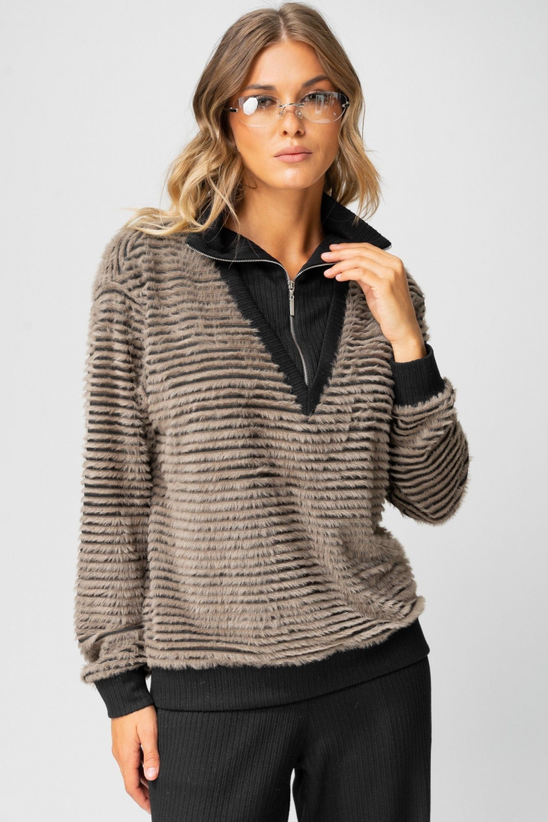 Брючный комплект Laikony L-383 табак+черный