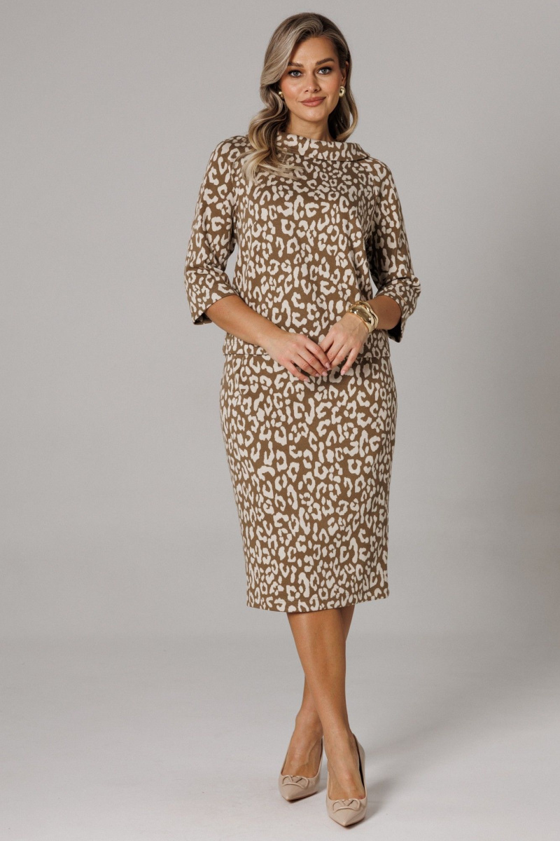 Юбочный комплект Anastasia 1303 кофейный_принт