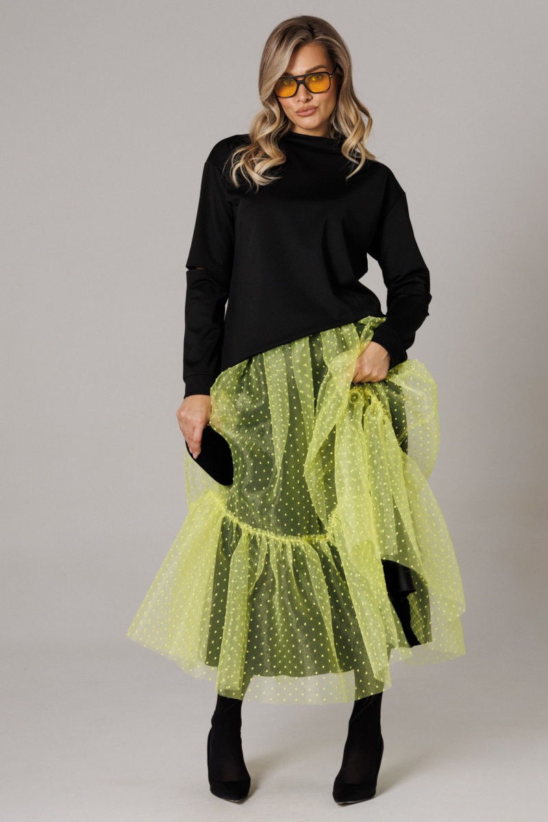 Юбочный комплект Anastasia 1298 черный/лимонный