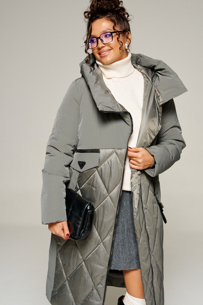 Женское пальто Beautiful&Free 8023 серый