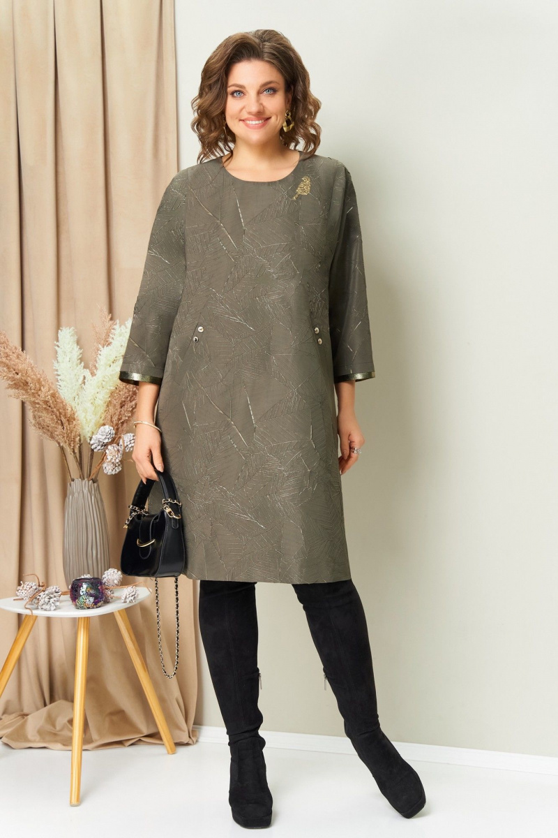 Платья VOLNA 1453 оливковый