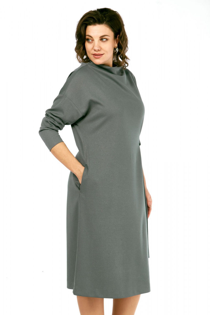 Платья Ольга Стиль С-976 серо-зеленый