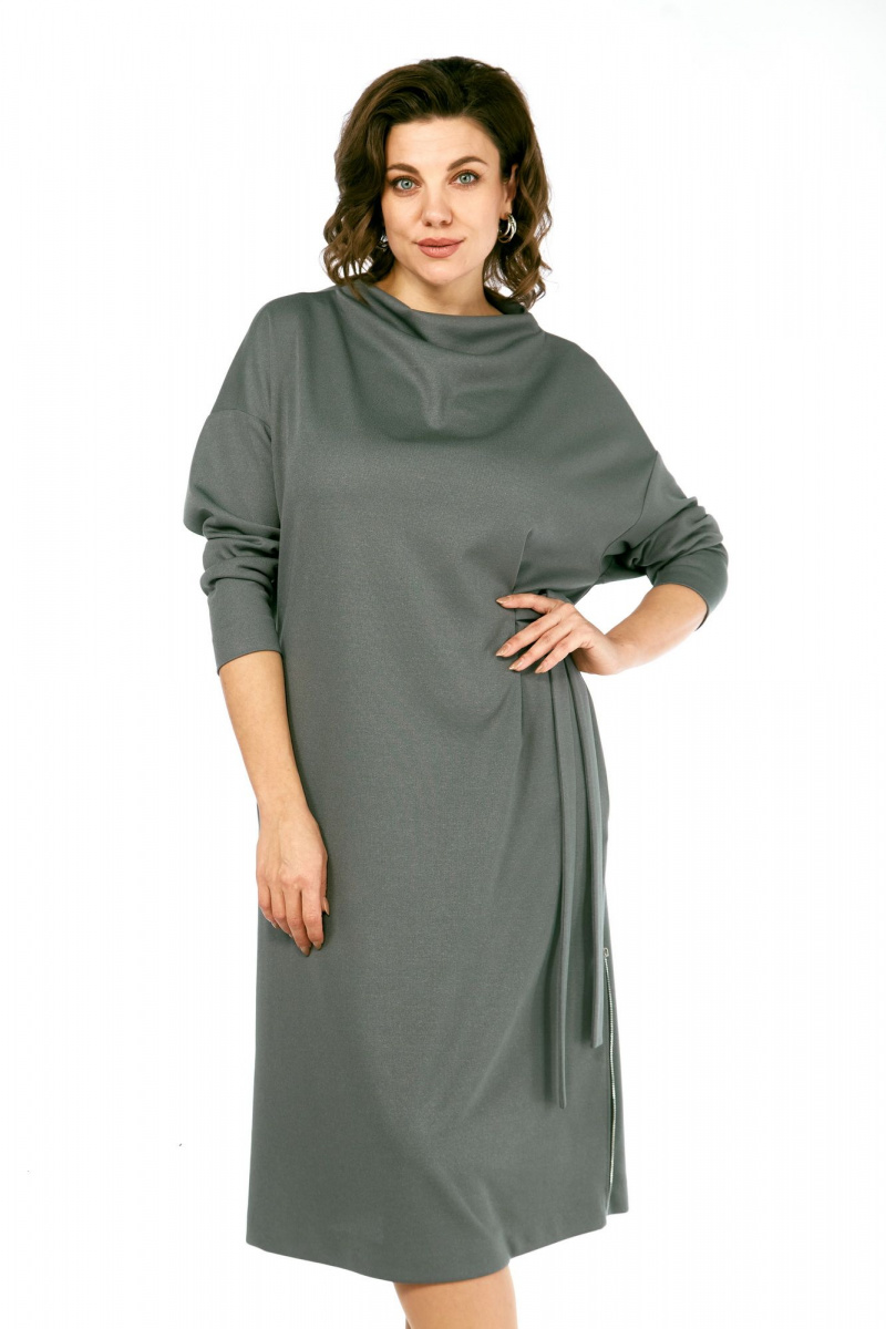 Платья Ольга Стиль С-976 серо-зеленый