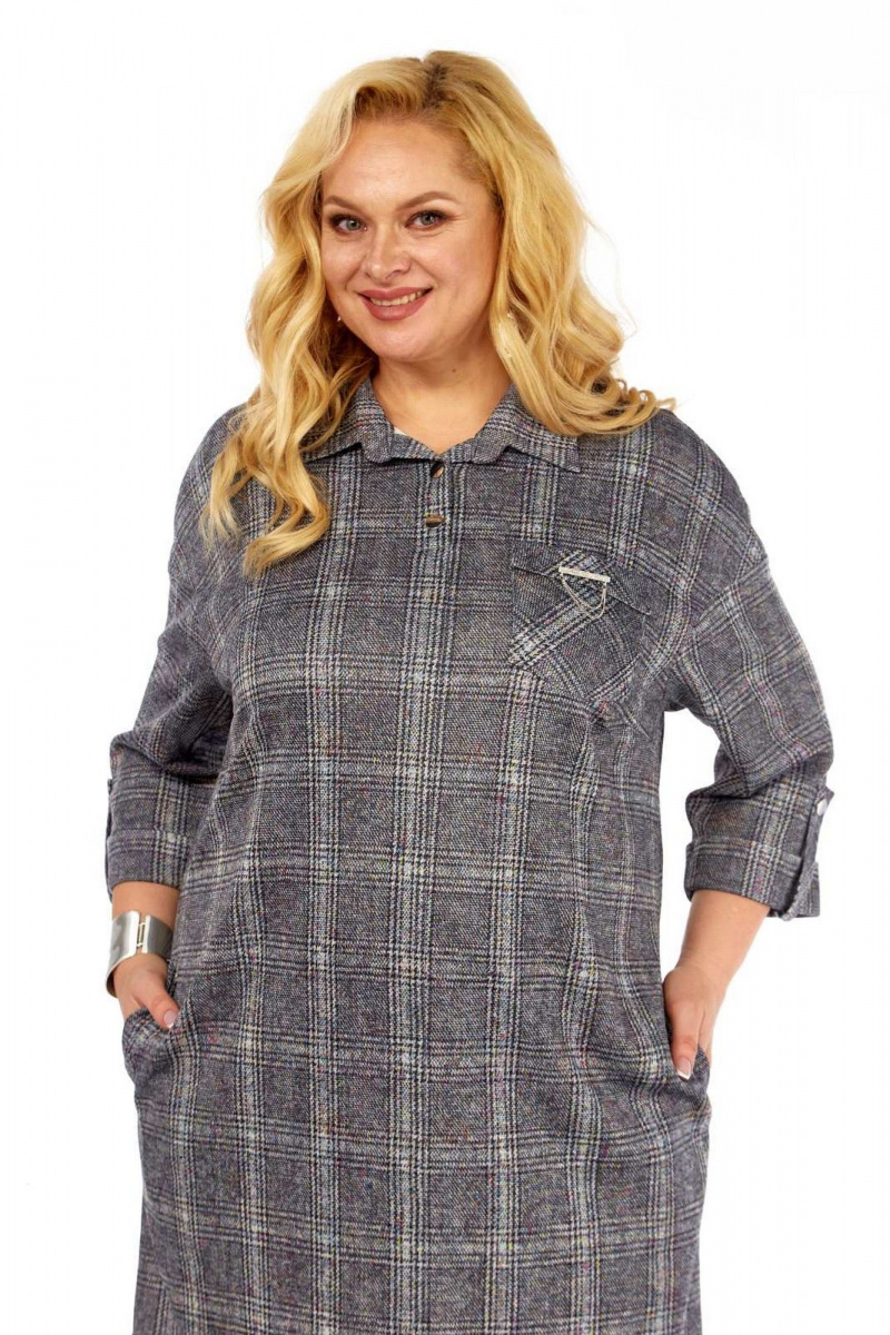 Платья СиБон 0169 серый_клетка
