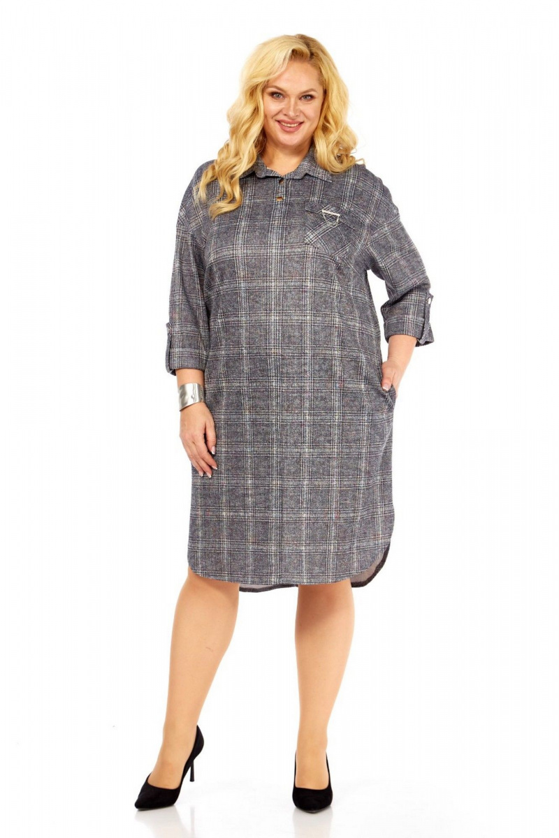 Платья СиБон 0169 серый_клетка