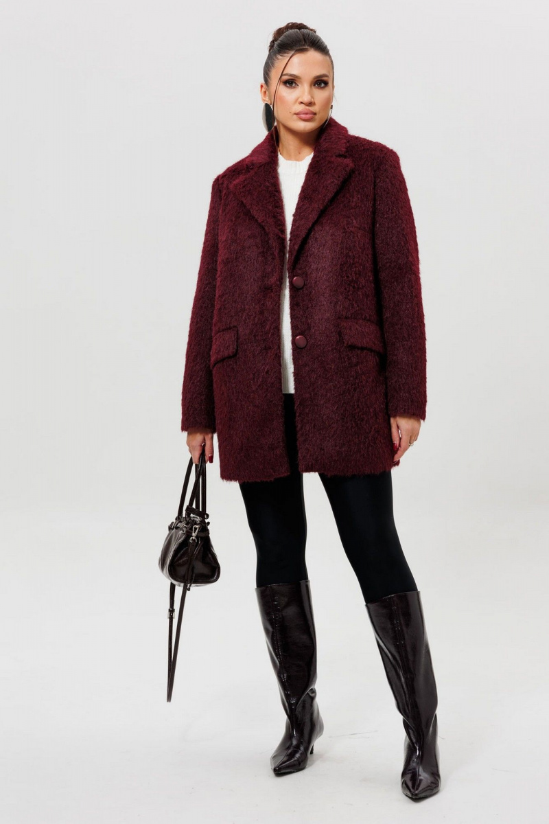 Женское пальто Mislana 1148 бордовый