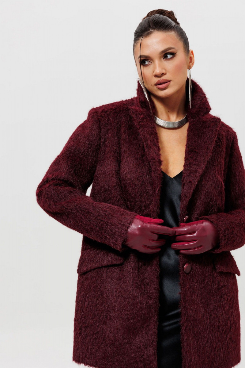 Женское пальто Mislana 1148 бордовый