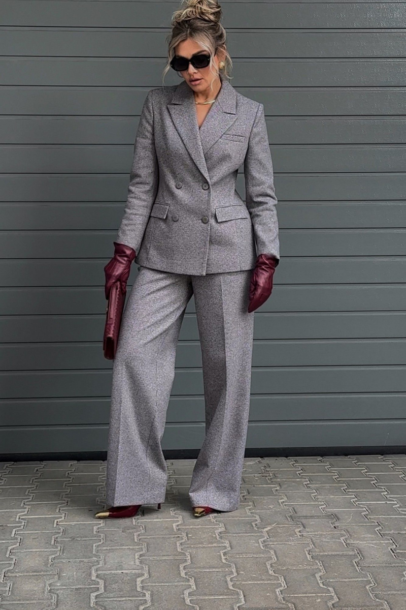 Брюки DNM 040 мелкий_квадратик_серо-бежевый