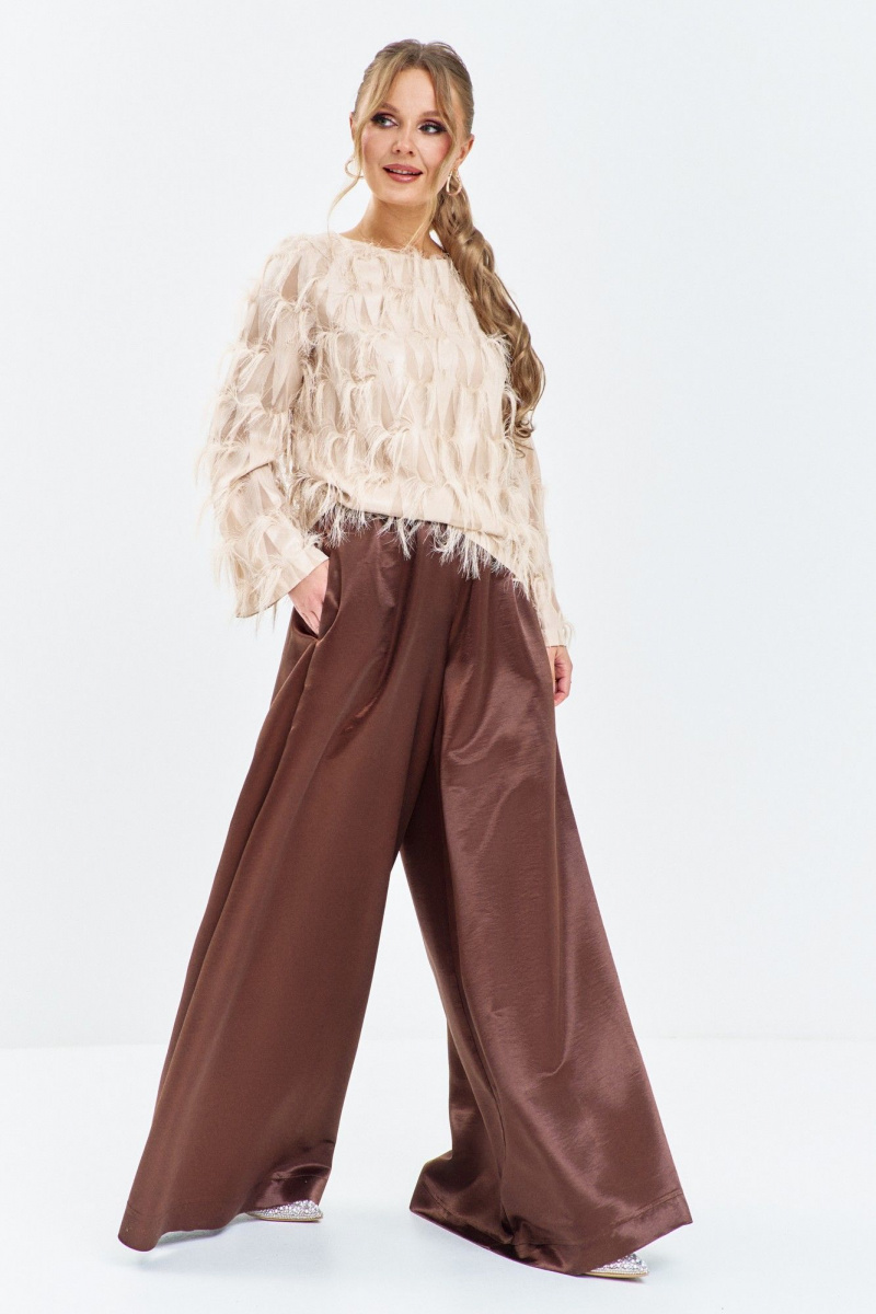 Брючный комплект Euromoda 663 беж/коричневый