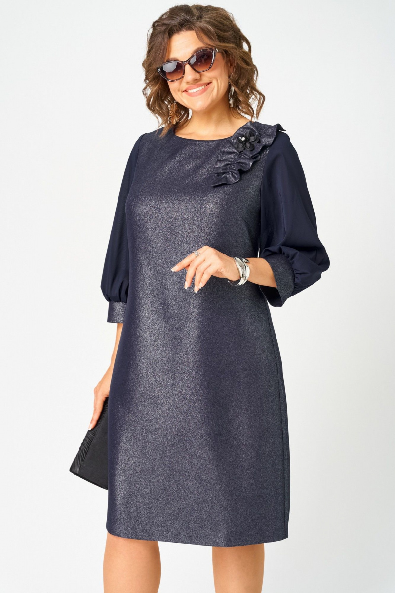 Платья EVA GRANT 7310D синий_баклажан