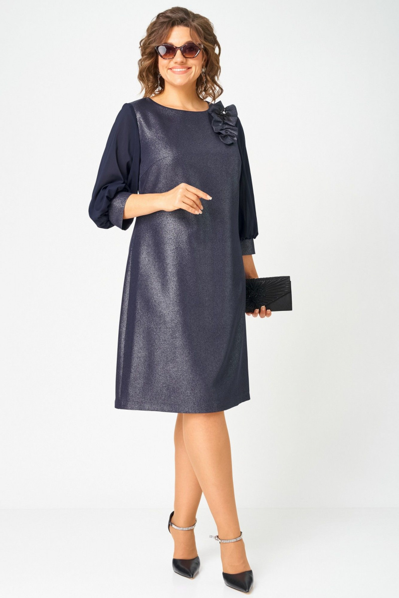 Платья EVA GRANT 7310D синий_баклажан