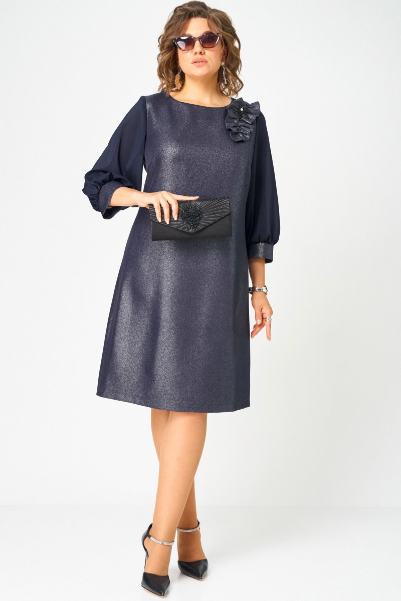 Платья EVA GRANT 7310D синий_баклажан