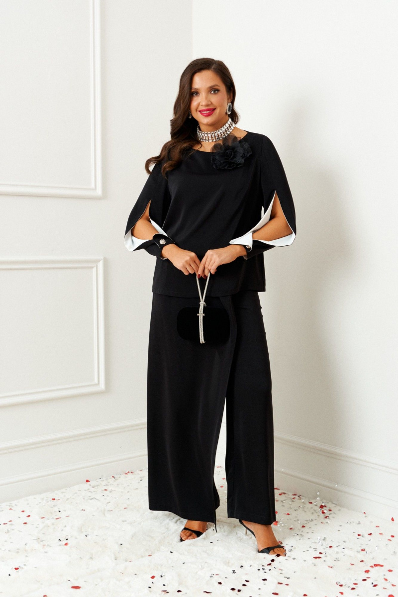 Брючный комплект Beautiful&Free 6386 черный_с_молоком