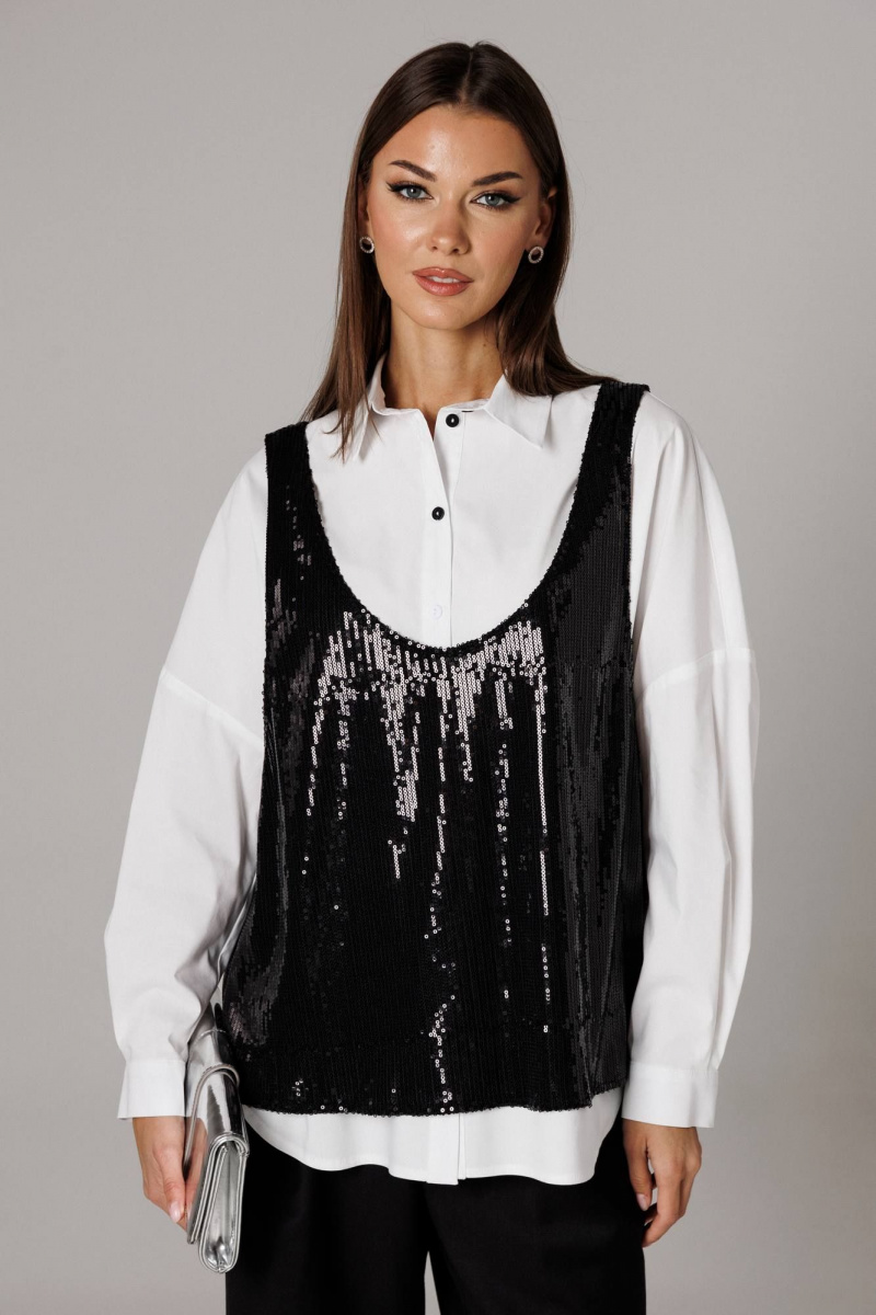 Комплект с блузой Ларс Стиль 1171 черный,белый