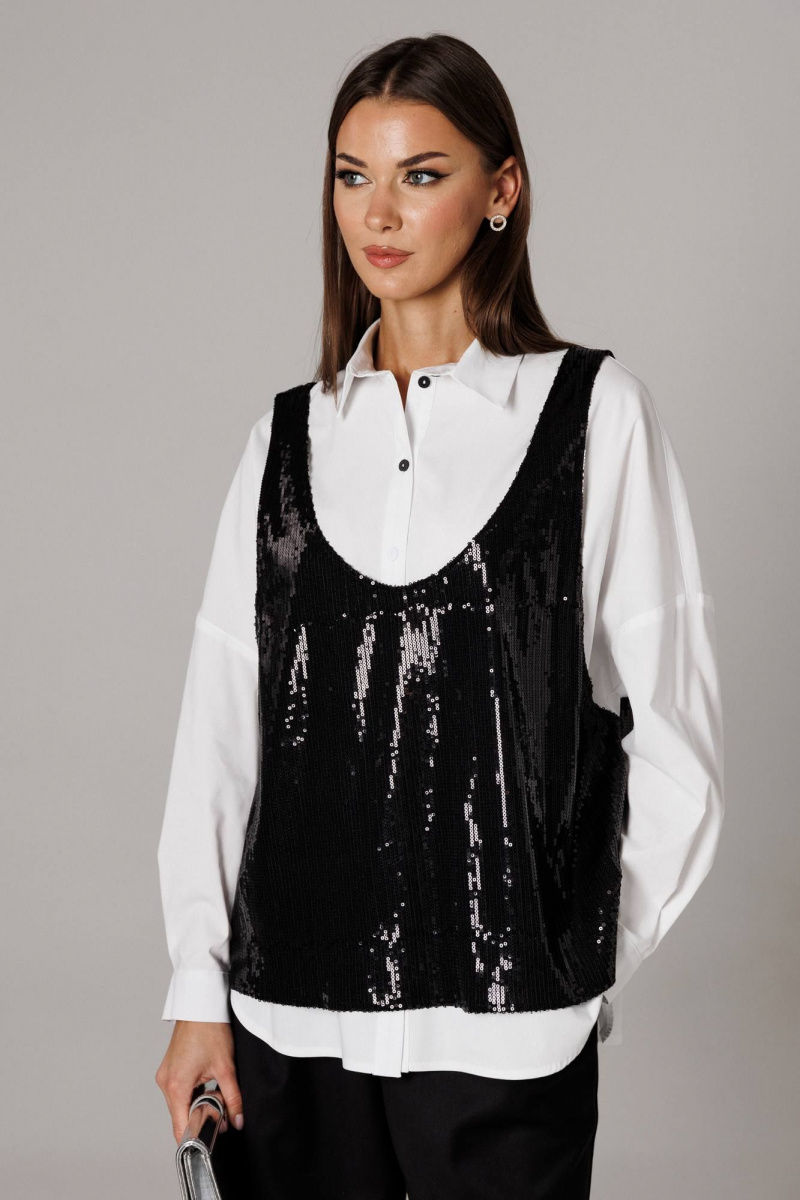 Брючный комплект Ларс Стиль 1169 черный,белый