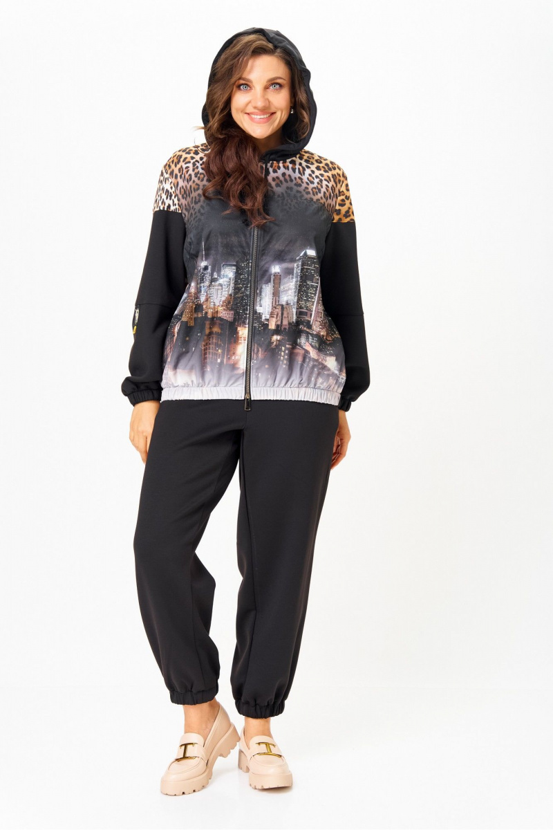 Костюмы Solomeya Lux 946/449 черный+леопардовый_принт