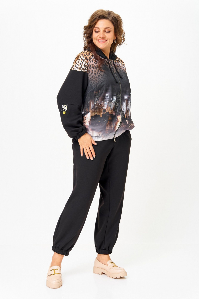 Костюмы Solomeya Lux 946/449 черный+леопардовый_принт