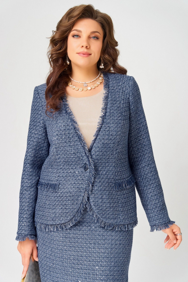 Юбочный костюм Fita 4055 бежево-синий