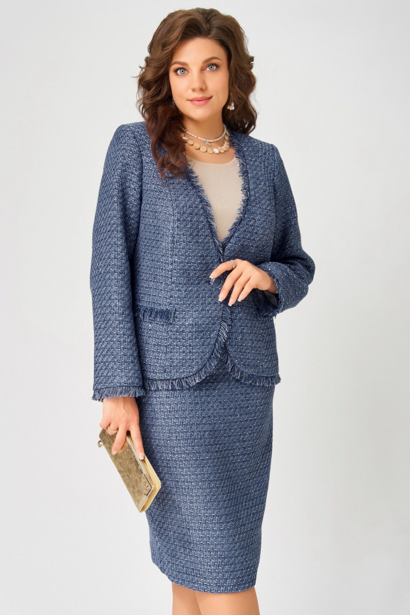 Юбочный костюм Fita 4055 бежево-синий