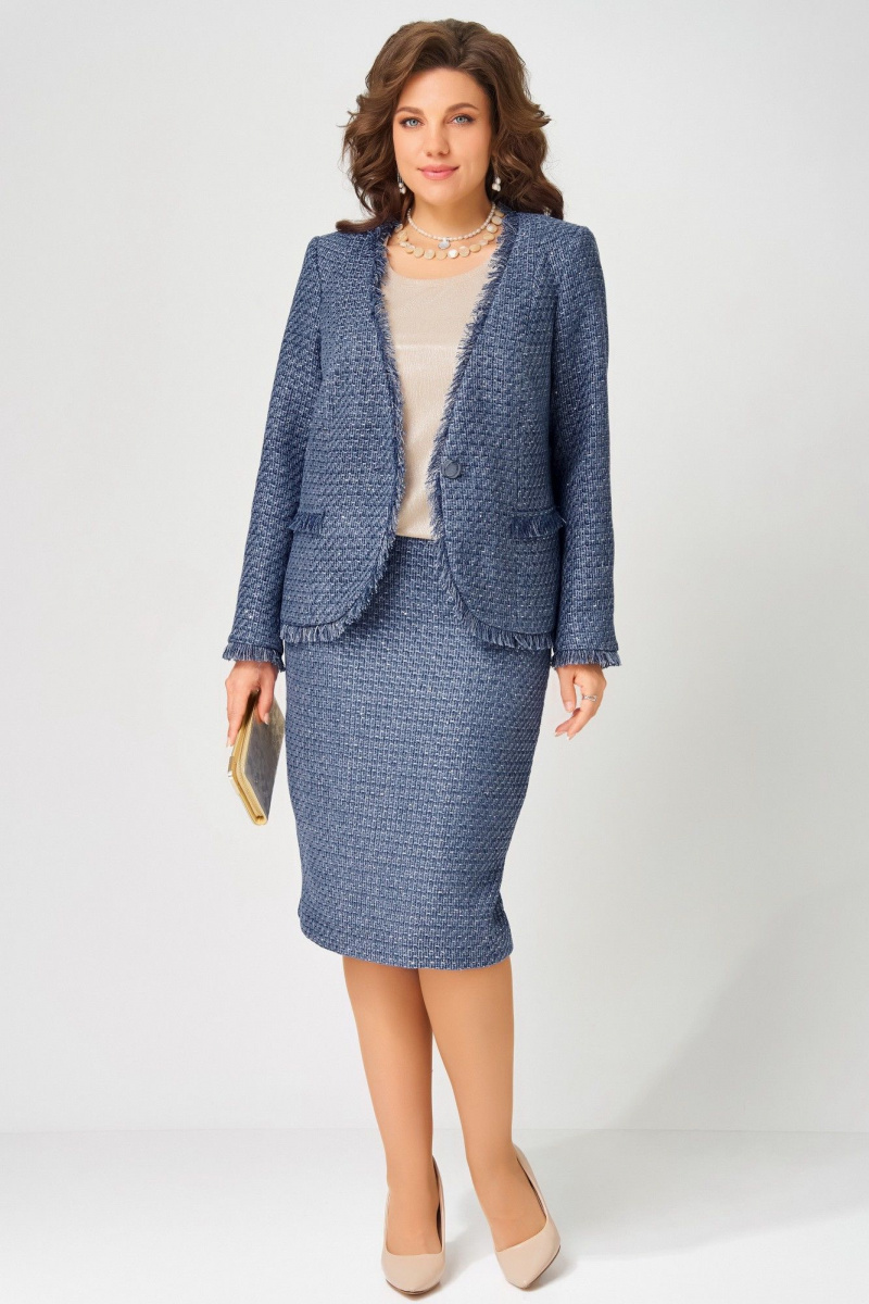 Юбочный костюм Fita 4055 бежево-синий