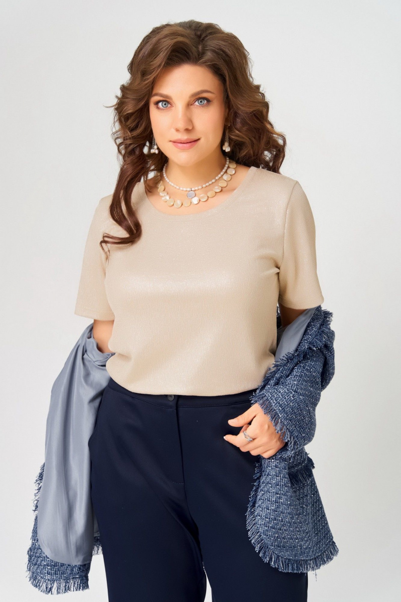 Брючный костюм Fita 4056 бежево-синий