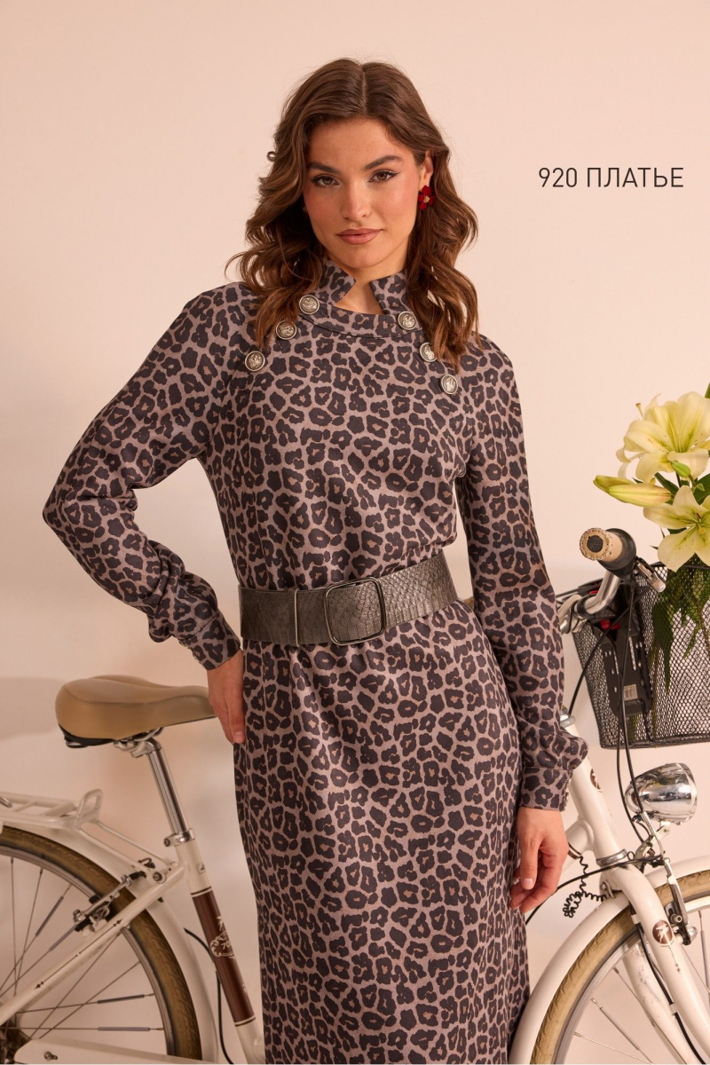 Платья NiV NiV fashion 920 серый-леопард