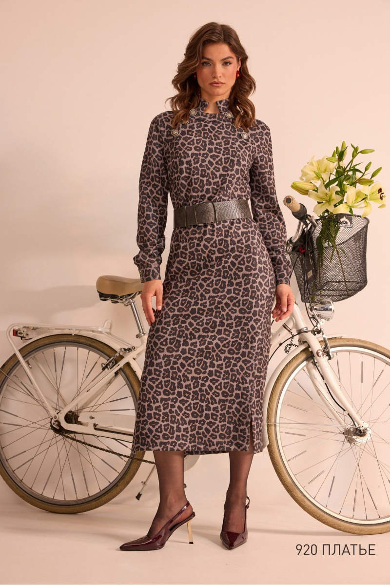 Платья NiV NiV fashion 920 серый-леопард