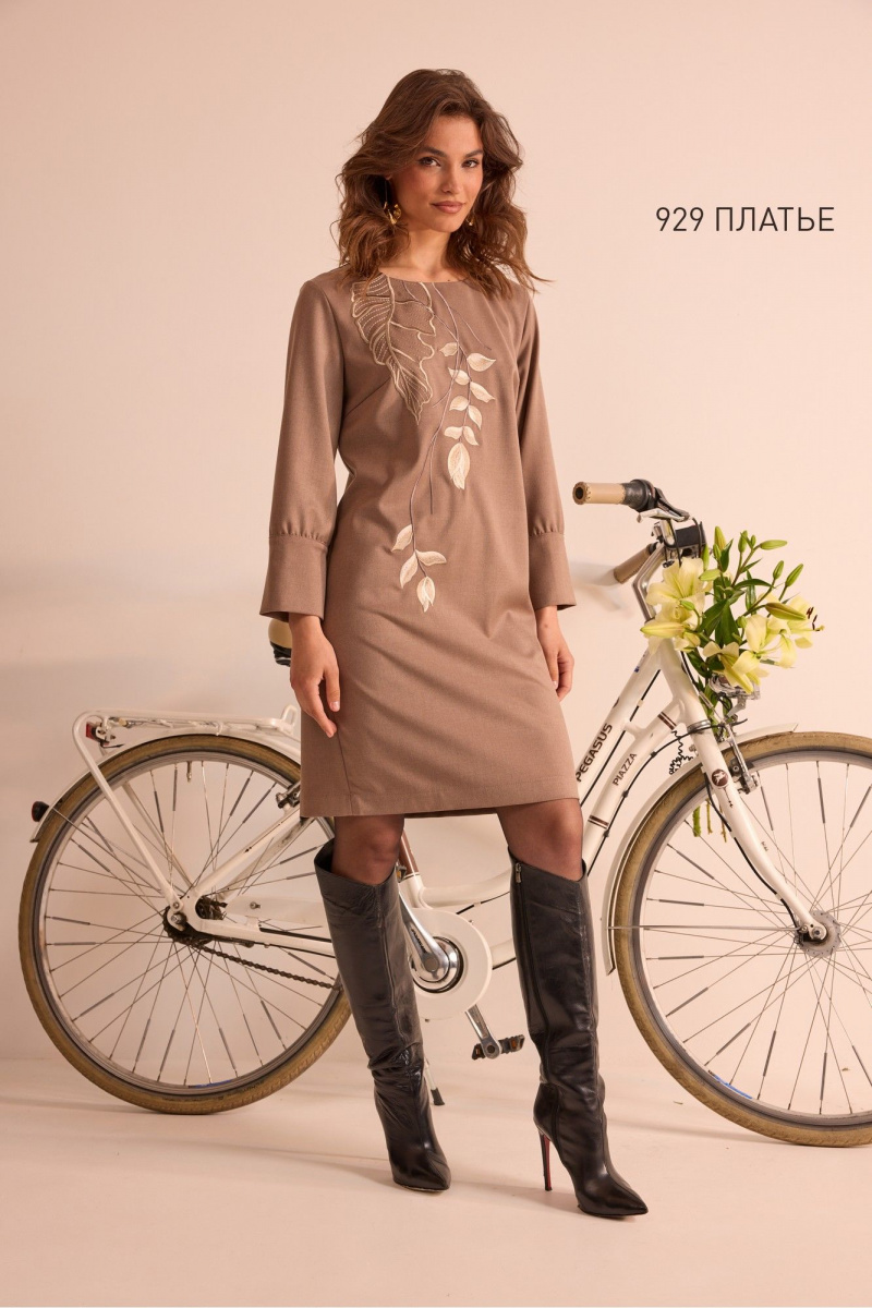 Платья NiV NiV fashion 929 коричнево-бежевый