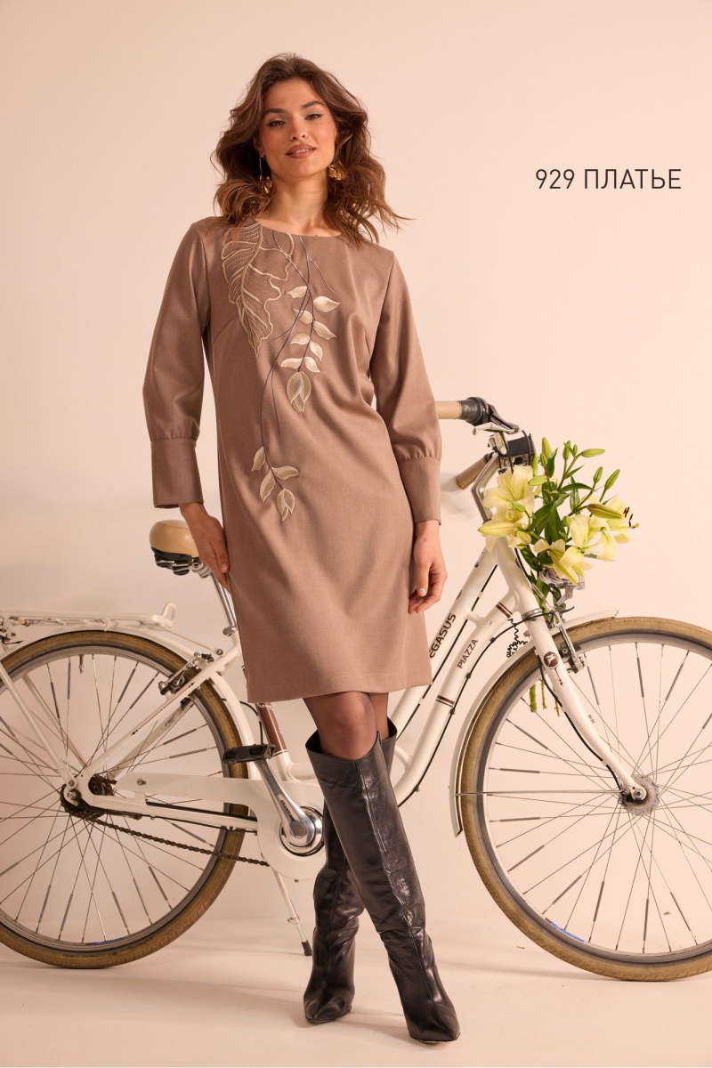 Платья NiV NiV fashion 929 коричнево-бежевый