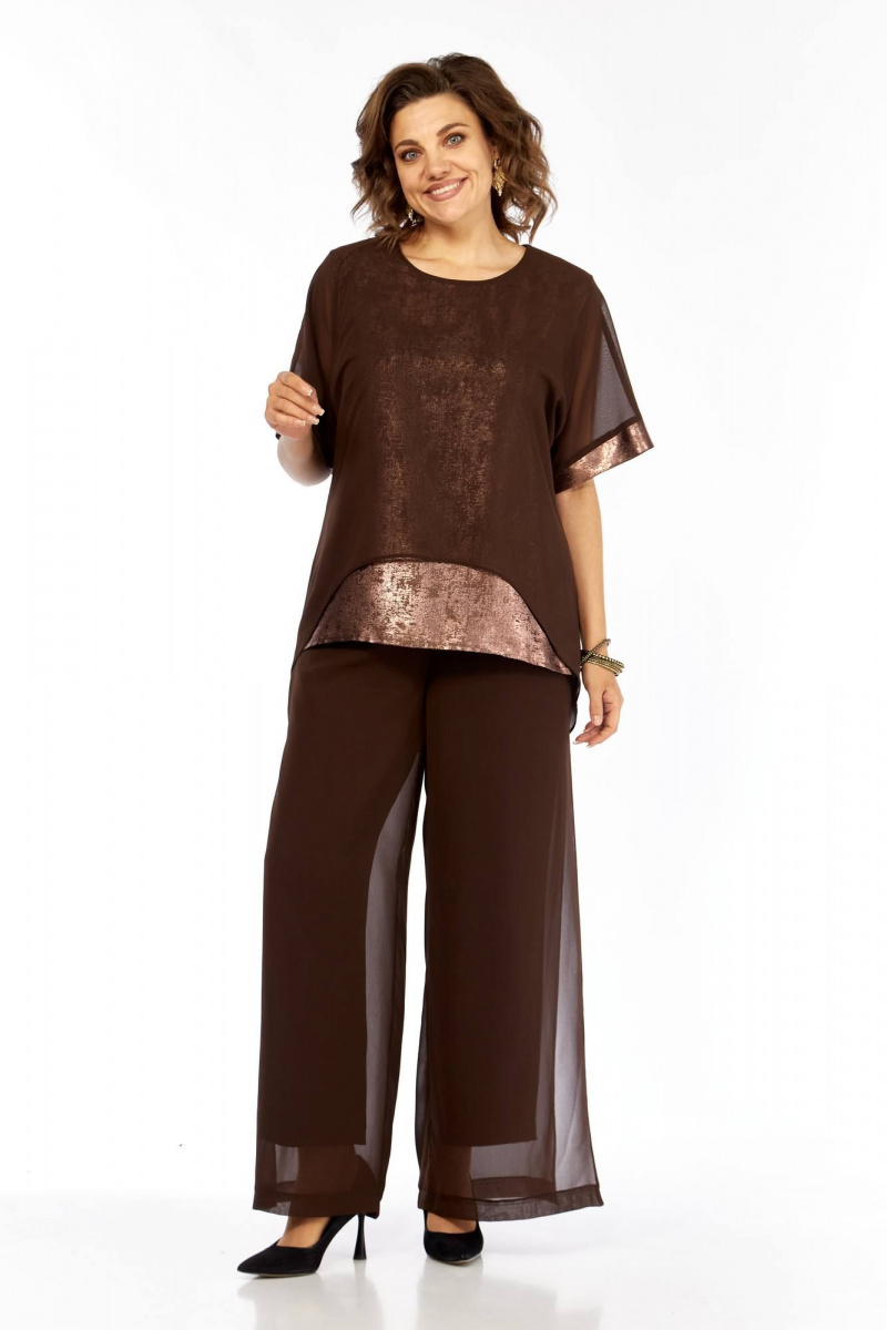 Брючный комплект БагираАнТа 1080 коричневый+золото