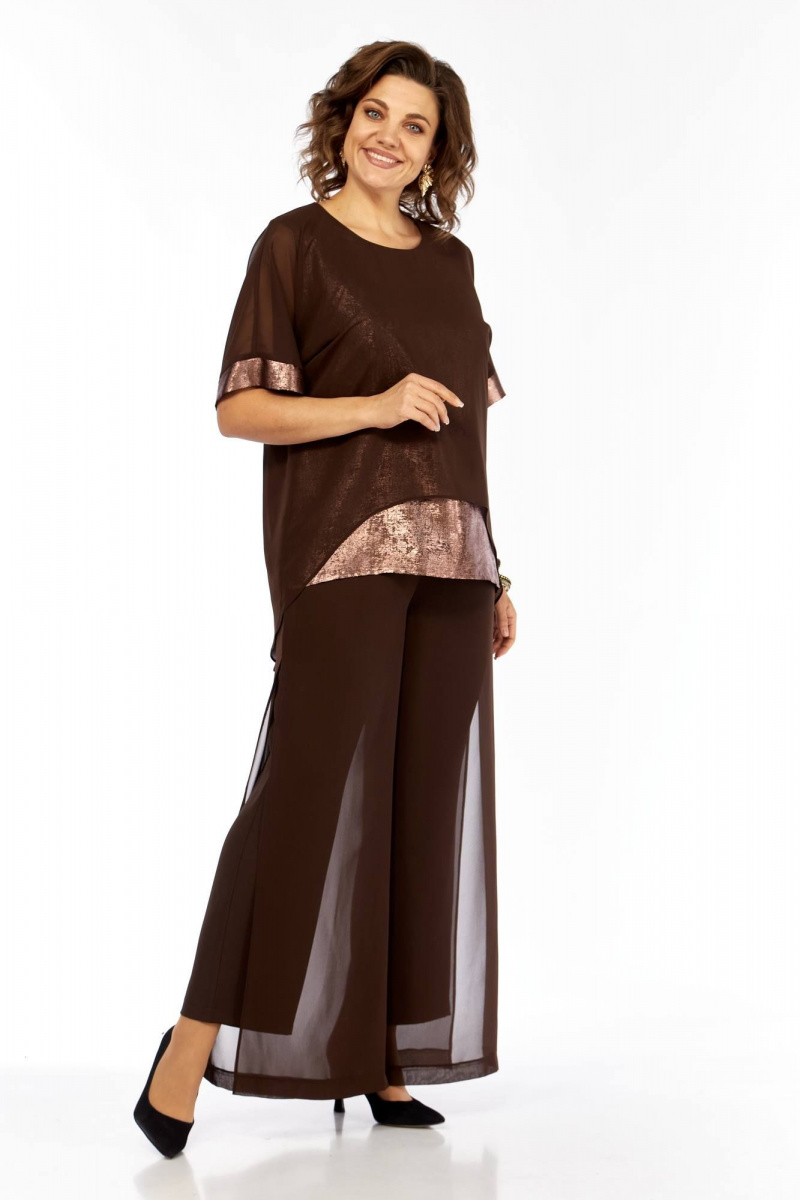 Брючный комплект БагираАнТа 1080 коричневый+золото